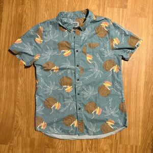 Men’s Party Pants Weekender Short Sleeve 100% Cotton Button Up Size Large